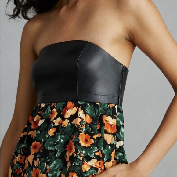NWT Anthropologie Mare Mare Faux Leather Floral Maxi Dress XS - Picture 2 of 12